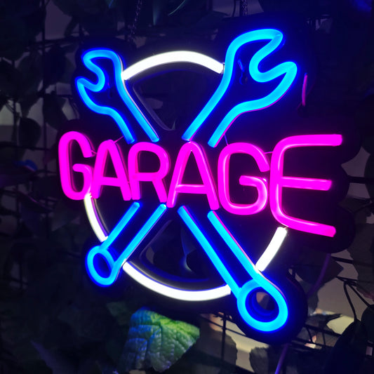 ガレージ ネオンサイン LEDライト|ガレージ・カーショップ・車庫 装飾看板 間接照明 秘密基地 ゲームルーム インテリア USB給電(スイッチ付)